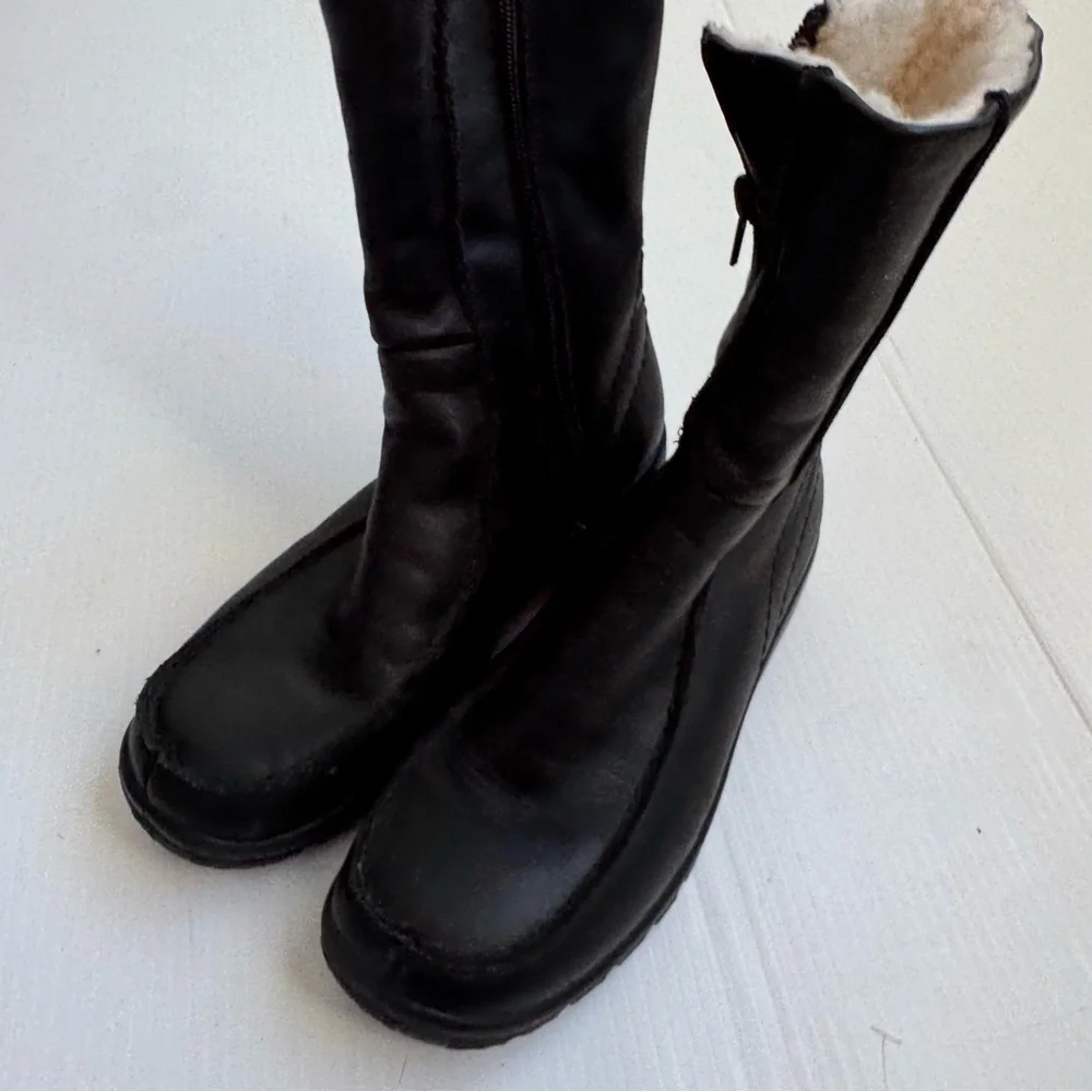 Rieker fur lined leather Womens Black Winter Boots size 37 / 6-6.5 US